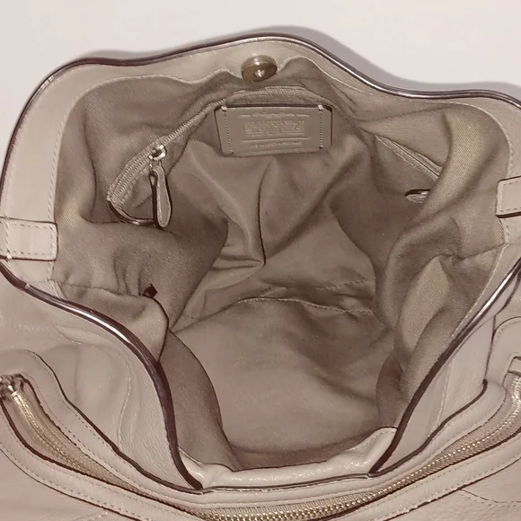 COPY - COACH Lexy Grey Pebble Leather Three Compartments Shoulder Bag #F57545 - Picture 12 of 15